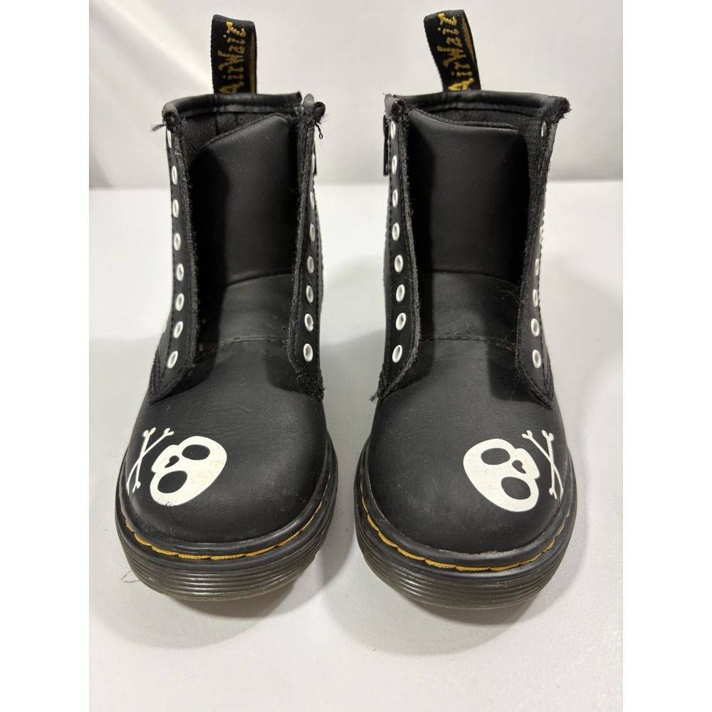 Dr. Martens 1460 T Skull & Bones Black Leather Toddler Boots US 9 NO LACES - Picture 2 of 8